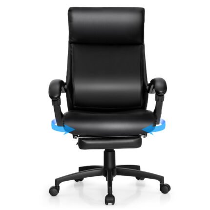 Fauteuil de bureau pivotant dossier inclinable ergonomique avec repose-pieds réglable en hauteur 62 x 71,5 x 109-119 cm noir 20_0005808