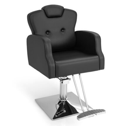 Chaise de salon de coiffure chaise de barbier hydraulique rotative à 360° hauteur et appui-tête réglables chaise de tatouage avec accoudoirs noir 20_0008120