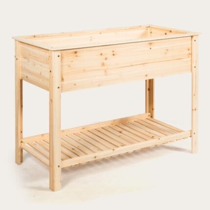 Jardinière surélevé en bois avec étagère idéal pour la croissance des plantes fleurs végétaux 92 x 41 x 81 cm 20_0000683