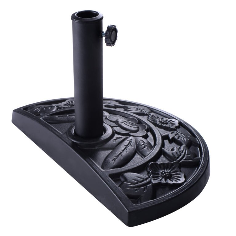 Base/pied de parasol support pour parasol de diamètre de 3 8mm ou 48mm base de parasol en résine noir demi-rond 20_0007871