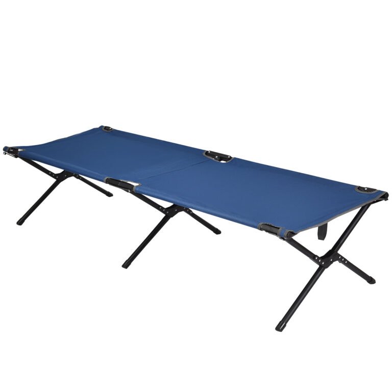 Lits de camp pliable 190 x 67 x 42 cm cadre en métal tissu oxford robuste charge 135 kg pour voyages camping plage bleu 20_0006892