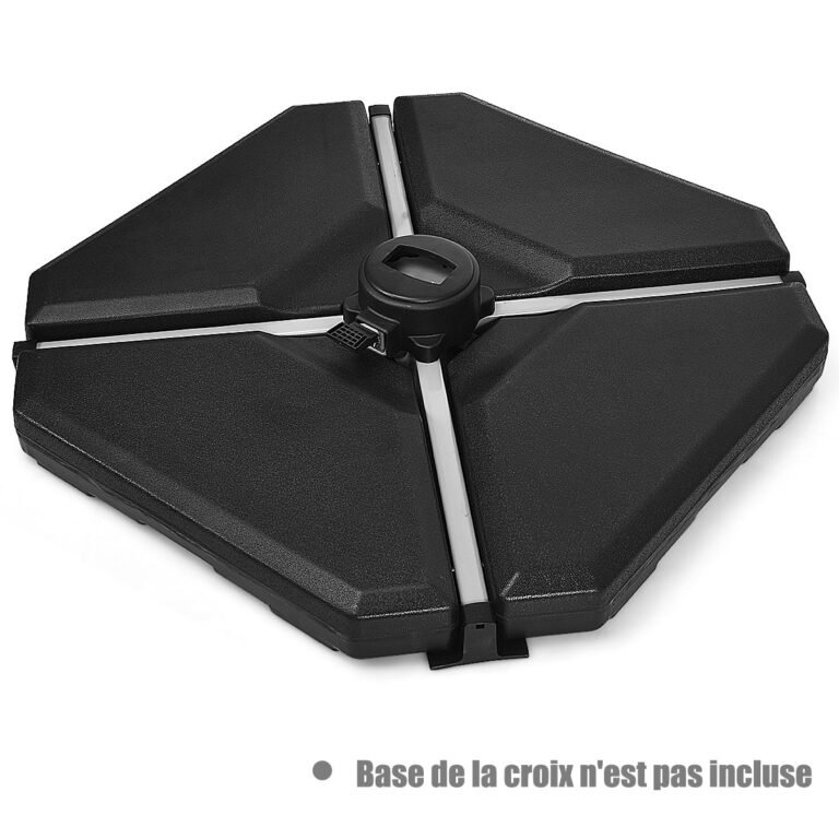 Base de parasol lourd 4 plaques 83 x 83 cm remplie d eau ou de sable 70 kg