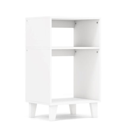 Table d'appoint à 3 niveaux table de chevet avec etagères de rangement pieds surélevés et structure stable table d'appoint 65 cm etroite blanc 20_0009371